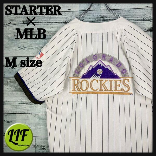 スターター MLB 刺繍チームロゴ ロッキーズ ベースボールシャツ M