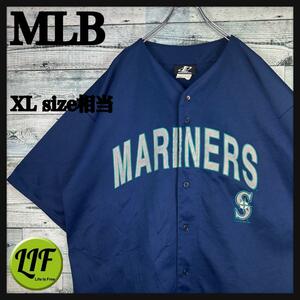 MLB プリントチームロゴ マリナーズ 半袖 ベースボールシャツ XL相当