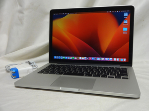 Macbook Pro Retina//13.3型//256GB-SSD//8GBメモリ//OS:Ventura & Windows11 Pro//MD213JAA////着払い設定