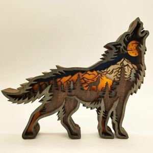 【オオカミ】ナチュラルインテリア 北欧雑貨 インテリア雑貨 かわいい 木製 置物