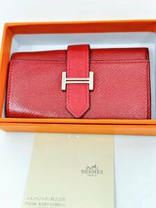 HERMES エルメス ベアン 6連　キーケース　レザー　レッド　赤