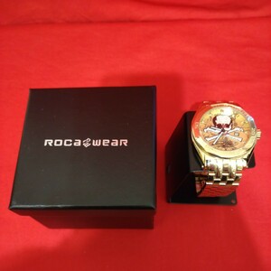 Roca weaR ロカウェア スカル ゴールド ドクロ ALL GOLD 系 腕時計 電池交換済 管理 SYSN 