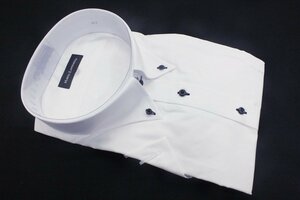 5【大きいサイズ】MarioEsperanza・ボタンダウン・綿混半袖シャツ・ホワイトの無地・8LB（襟廻り56cm）