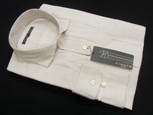 809【FIDATO】フィダート・日本製・ホリゾンタルカラー・綿100% ・長袖カジュアルシャツ・淡いロ－ズピンク系・L寸