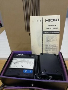 日置電機 LUX Hi TESTER model【3421】通常使用品 照度感知メーター作動確認済(写真) (測定範囲)300/100/3000Lx 経年中古の為ジャンク品