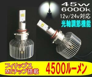 ★光軸調整可★フィリップスLED搭載 4500LM H7 4300k 1灯分