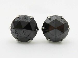  with translation! Pt900 black diamond 1.0ct×2 earrings stud earrings total 2ct!! large grain black diamond Monde earrings BlackDiamond new goods black 
