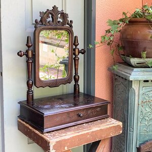  England antique desk mirror drawer storage attaching mirror desk mirror desk mirror dresser wooden mirror new goods replaced Classic 