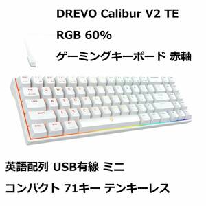 ＃E71K【新品・送料無料】DREVO Calibur V2 TE RGB 60% ゲーミングキーボード 英語配列 USB有線 ミニ コンパクト 71キー テンキーレス