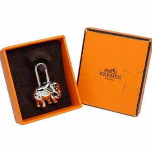 ★D2851 超美品 エルメス 象 エレファント カデナ 南京錠 チャーム シルバー金具 HERMES レディース★