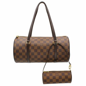 ★D2882 美品 ルイヴィトン ダミエ パピヨン30 ハンドバッグ ポーチ付き N51303 エベヌ LOUIS VUITTON レディース★