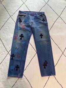  Chrome Hearts Chrome Hearts x mattyboy рука .. Denim Vintage levi's 505 крокодил кожа Cross ограниченный выпуск 8шт.@ не использовался товар размер 33