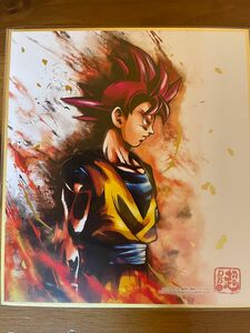 ドラゴンボール 超サイヤ人 ゴッド 孫悟空 色紙 art