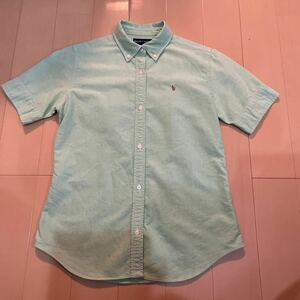  free shipping Ralph Lauren RALPH LAUREN short sleeves button down shirt 160cm green postage included 