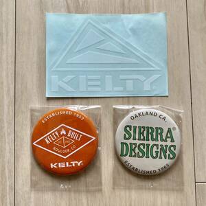 SIERRA DESIGNS＆KELTY缶バッジ2個セット＋ステッカー未使用新品