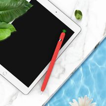 AhaStyle Apple Pencil 第一世代用シリコン保護ケース 果物デザイン Apple Pencil 初代に適用 握り心地アップ (レッド)　③_画像6