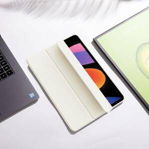 【2023発売】Redmi Pad SE ケース タブレットケース 三つ折りスタンド 軽量 擦り傷防止 耐衝撃 TPU+PUレザー 汚れ防止 全面保護 (白)の画像7