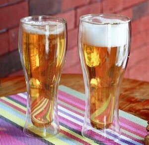 ビールグラス グラス 酒器 ビール コップ 食器 カトラリ ダブルウォールグラス お洒落な プレゼント 来客用 保冷 500ml 2個セット