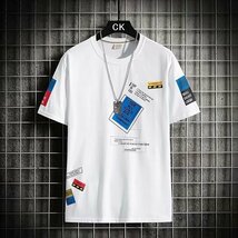 メンズ半袖Tシャツ、カットソー メンズ トップス tシャツ 半袖 丸首 インナー 胸プリント インナー タウンユース　ホワイト3XL_画像1