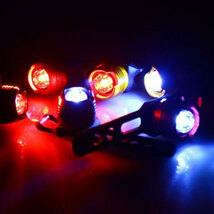 自転車ライト LED テールライト 電池式 サイクル 3段階点滅 リア セーフティ ライト 防水 アルミ 製 ブラックボディ ホワイト発光_画像4