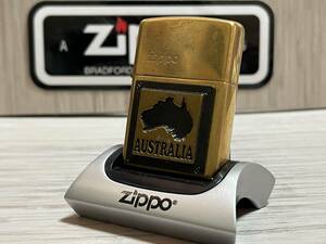 大量出品中!!【希少】未使用 1995年製 Zippo 'AUSTRALIA' 90's 真鍮製 SPLID BRASS オーストラリア大陸 ジッポー 喫煙具 ライター