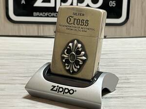 大量出品中!!【希少】2005年製 Zippo 'SILVER CROSS' 限定 シルバー 925 クロス 銀 メタル貼り シリアル付き ジッポー 喫煙具 ライター