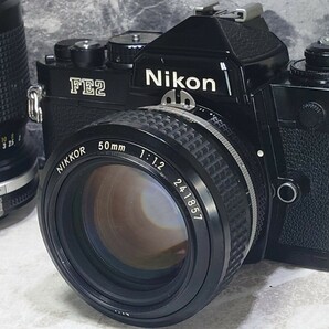 【終活コレクション整理】 Nikon FE2黒＋Ai NIKKOR 50mm f1.2 シンデレラ＋35-105mm マクロ付ズーム 各動作良好 露出計OK レンズ光学良好の画像3