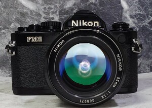 【終活コレクション整理】 Nikon NEW FM2黒＋Ai NIKKOR 55mm f1.2 シンデレラ単焦点 各動作良好 露出計OK スローOK 光学美品 ニコン 一眼