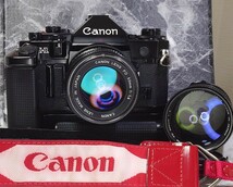 【終活】 Canon A-1 美品＋NEW FD 50mm f1.4＋200mm f4 単焦点2本セット＋強力モータードライブMAセット 各動作良好 露出計OK 持病鳴きなし_画像2