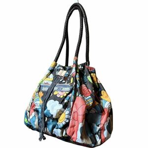 ●洗濯プレス済み● Lesportsac レスポートサック トートバッグ ハンドバック 巾着 総柄 花柄 ナイロン 【2016】