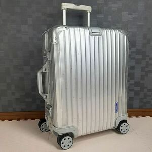  records out of production [ popular model ] blue Logo RIMOWA Rimowa TOPAS topaz 45L 4 wheel TSA lock silver original cabin plus aluminium suitcase 