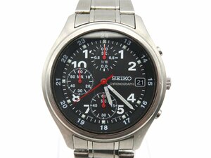 1円◆稼働◆ セイコー V657-7110 クロノグラフ ブラック クオーツ メンズ 腕時計 N411