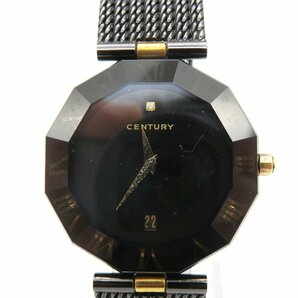 1円◆稼働◆ センチュリー タイムジェム ブラック クオーツ ユニセックス 腕時計 K82805の画像2