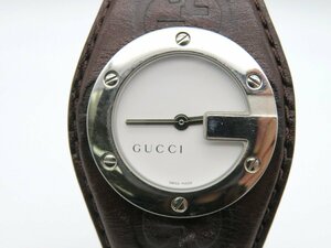 1円■ジャンク■ グッチ 104 ホワイト クオーツ ユニセックス 腕時計 K80103