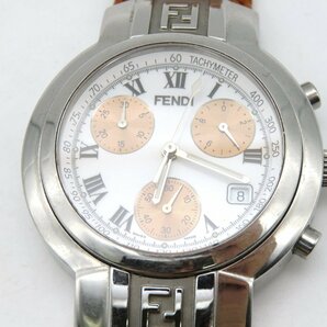 1円◆稼働◆ フェンディ 004-4500G-950 ホワイト クオーツ メンズ 腕時計 K80804の画像1