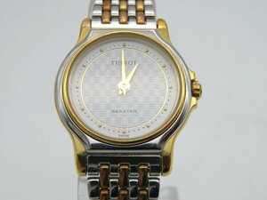 1円■ジャンク■ ティソ シースター ホワイト クオーツ レディース 腕時計 L19901