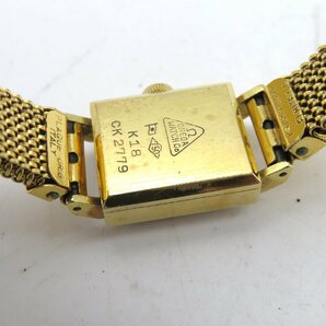 1円◆稼働◆ オメガ K18 シルバー 手巻き レディース 腕時計 L25608の画像3