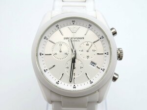 1円◆稼働◆ エンポリオアルマーニ AR-1493 ホワイト クオーツ メンズ 腕時計 N817