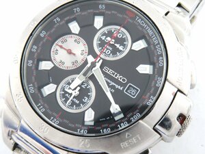 1円◆稼働◆ SEIKO 7162-0FR0 ブラック クオーツ メンズ 腕時計 L27307