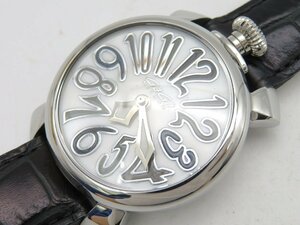 1円◆稼働◆ ガガミラノ 5020 マヌアーレ ホワイト クオーツ メンズ 腕時計 L27401