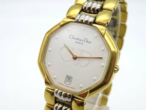 1円◆稼働◆ ディオール 45.134 ホワイト クオーツ ユニセックス 腕時計 L54403