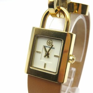 1円◆稼働◆ トリーバーチ TBＷ7001 アイボリー クオーツ レディース 腕時計 L55403の画像1