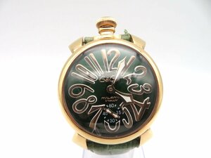 1 jpy * operation * GaGa Milano green hand winding men's wristwatch M15903