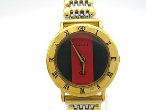 1円◆稼働◆ グッチ 3000L 赤/緑 クオーツ レディース 腕時計 Ｍ17903