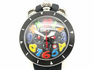 1 jpy * operation * GaGa Milano mana-re48 black quarts men's wristwatch O149