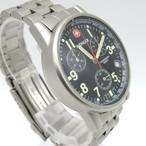1円◆稼働◆ ウェンガー 7072X ブラック クオーツ メンズ 腕時計 N916の画像3