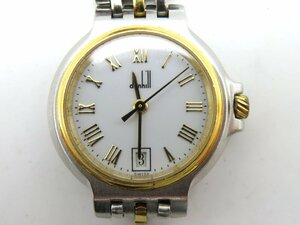 1円◆稼働◆ ダンヒル ホワイト クオーツ レディース 腕時計 M14602