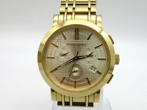 1円◆稼働◆ バーバリー ＢＵ１７５７ ゴールド クオーツ メンズ 腕時計 コマ２ M16403