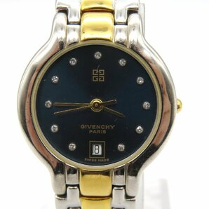 1円◆稼働◆ ジバンシー ネイビー クオーツ レディース 腕時計 M21807の画像2