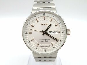 1円◆稼働◆ その他 M8340 ミドー オールダイヤル ホワイト クオーツ メンズ 腕時計 コマ3 O706